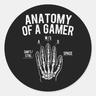 Anatomy Of A Gamer - Gaming Video Game Lover Conso Classic Round Sticker
