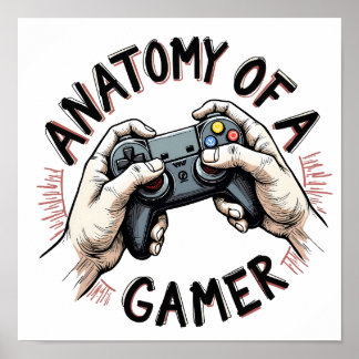 Anatomy of a Gamer- Retro Gamer Tee for Video Game Poster