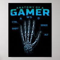 Anatomy Of A Gamer Shirt Skeleton Hand Video Game