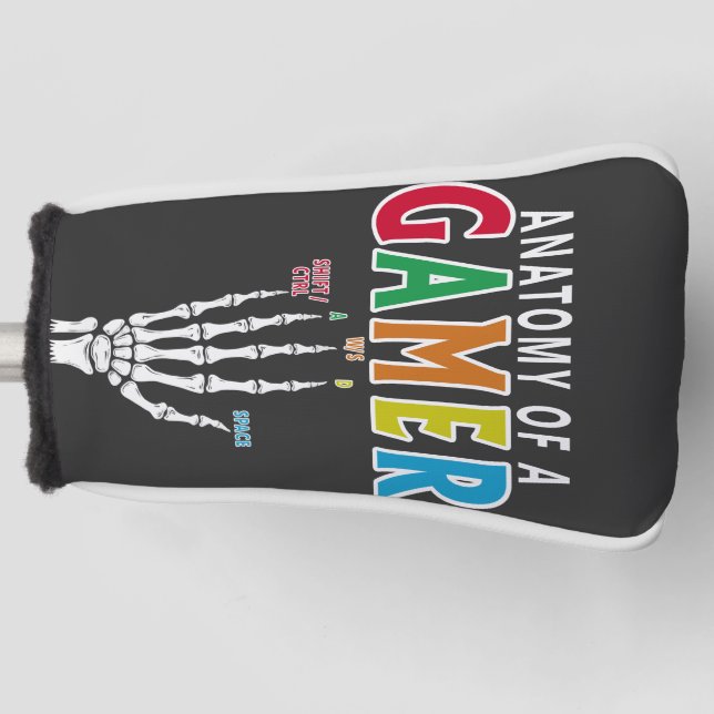 Anatomy Of A Gamer Skeleton Hand Funny Head Cover (Front)