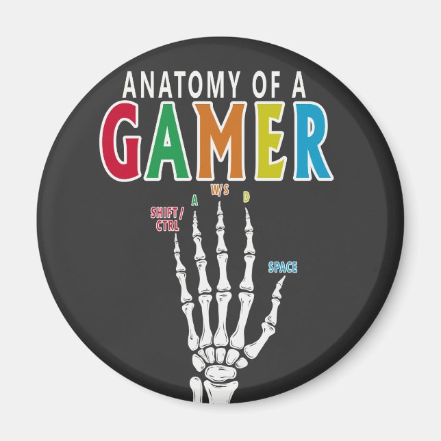 Anatomy Of A Gamer Skeleton Hand Funny magnet (Front)