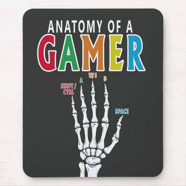 Anatomy Of A Gamer Skeleton Hand Funny Mouse Pad (Front)
