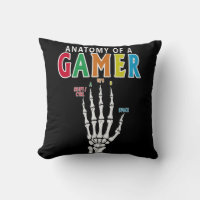Anatomy Of A Gamer Skeleton Hand Funny  Pillow