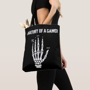 Anatomy Of A Gamer Skeleton Hand Tote Bag
