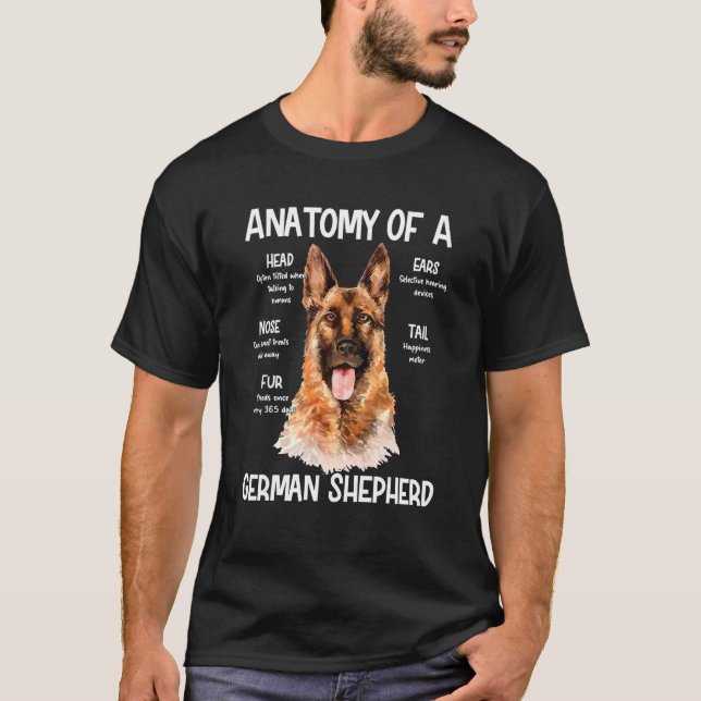 Anatomy Of A German Shepherd For Dog  Head Noise T-Shirt (Front)