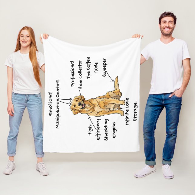 Anatomy of a Golden Retriever - Funny Dog Mom/Dad  Fleece Blanket (In Situ)
