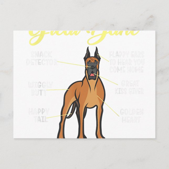 Anatomy Of A Great Dane  Dog Lover Postcard (Front)