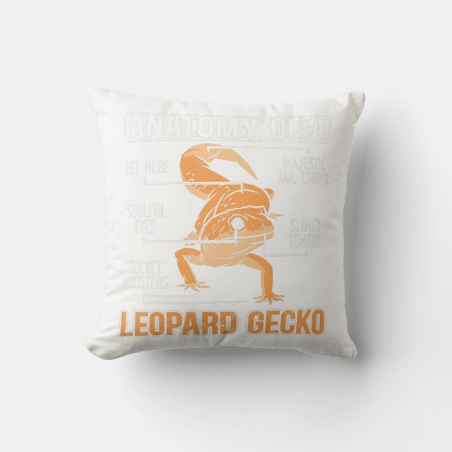 Anatomy Of A Leopard Gecko Lover Lizard Animal Rep Cushion (Front)