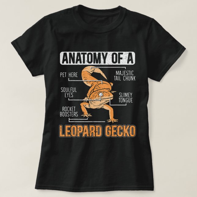 Anatomy Of A Leopard Gecko Lover Lizard Animal Rep T-Shirt (Design Front)
