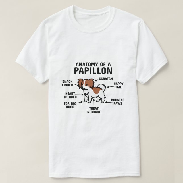 Anatomy Of A Papillon Dog 2 T-Shirt (Design Front)