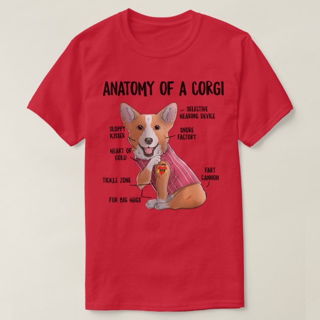 Anatomy of A Pembroke Welsh Corgi Funny Dog Owner  T-Shirt (Design Front)