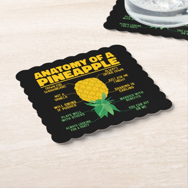Anatomy Of A Pineapple Funny Pineapple Lovers Cool Paper Coaster (Angled)