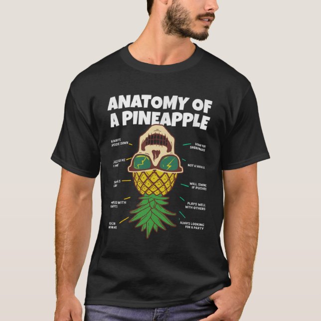 Anatomy of a Pineapple  Upside Down Pineapple Swin T-Shirt (Front)