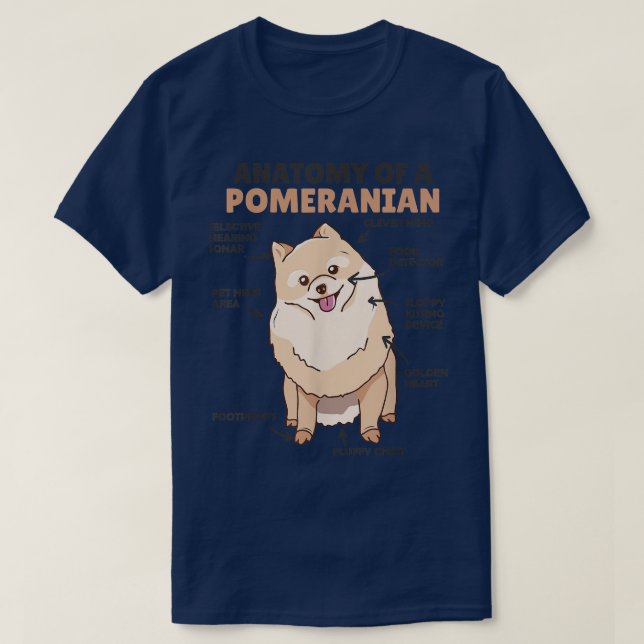 Anatomy Of A Pomeranian Cute Dogs Funny Pomeranian T-Shirt (Design Front)