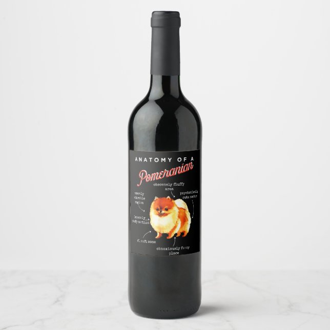 Anatomy Of A Pomeranian Soft Zone Gift Wine Label (Front)