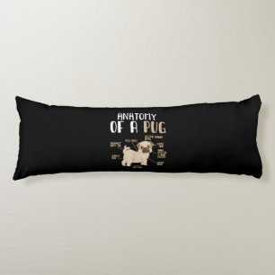 Anatomy Of A Pug Breed Dog Pet Hound Lover Body Cushion