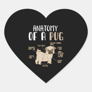 Anatomy Of A Pug Breed Dog Pet Hound Lover Heart Sticker