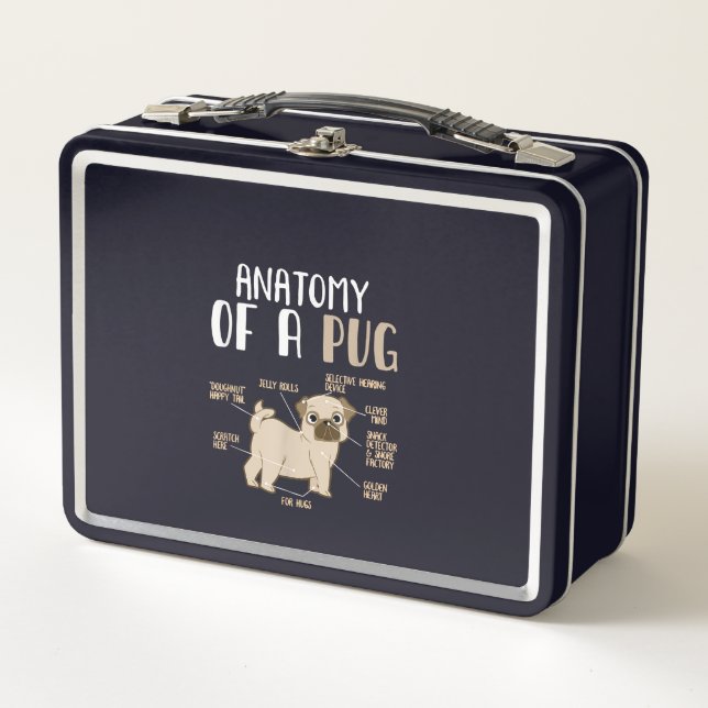 Anatomy Of A Pug Breed Dog Pet Hound Lover Metal Lunch Box (Front)