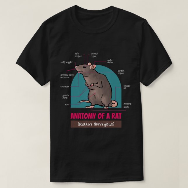 Anatomy Of A Rat Rattus Norvegious Rats T-Shirt (Design Front)