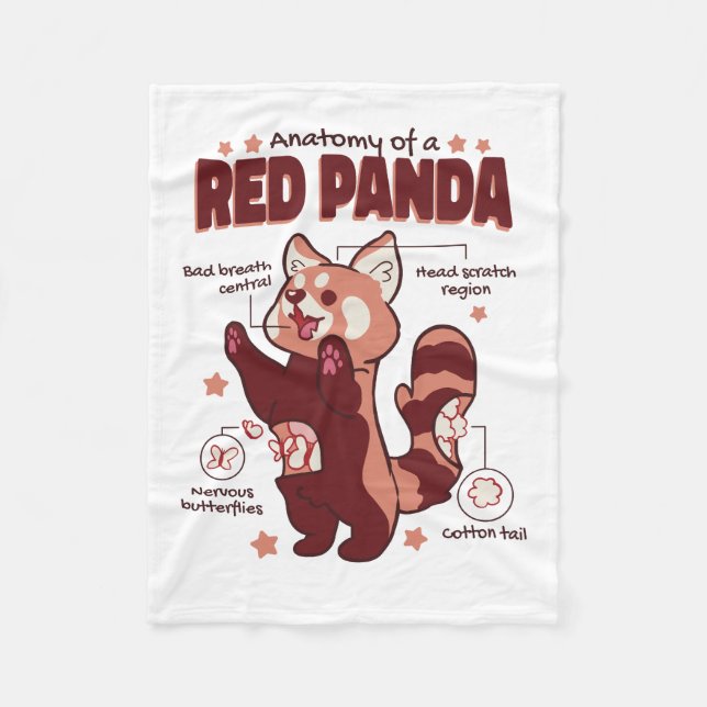Anatomy of a Red Panda Animal Lover Fleece Blanket (Front)