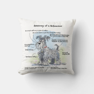 Anatomy of a Schnauzer Throw Pillow