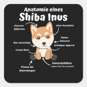Anatomy Of A Shiba Inus Sweet Dog Puppy Square Sticker