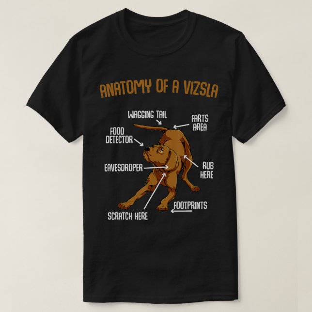 Anatomy Of A Vizsla Cute Adorable Puppy Pet Animal T-Shirt (Design Front)