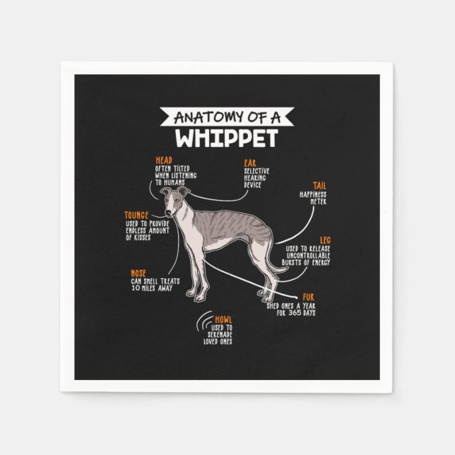 Anatomy Of A Whippet Dog Napkin (Front)