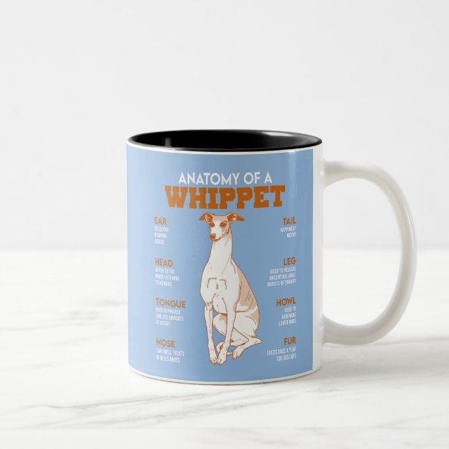 Anatomy Of A Whippet Dogs Funny Anatomy Chart Dog  Two-Tone Coffee Mug (Right)