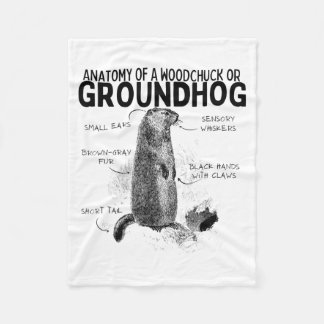 Anatomy Of A Woodchuck Or Groundhog Funny Animal R Fleece Blanket