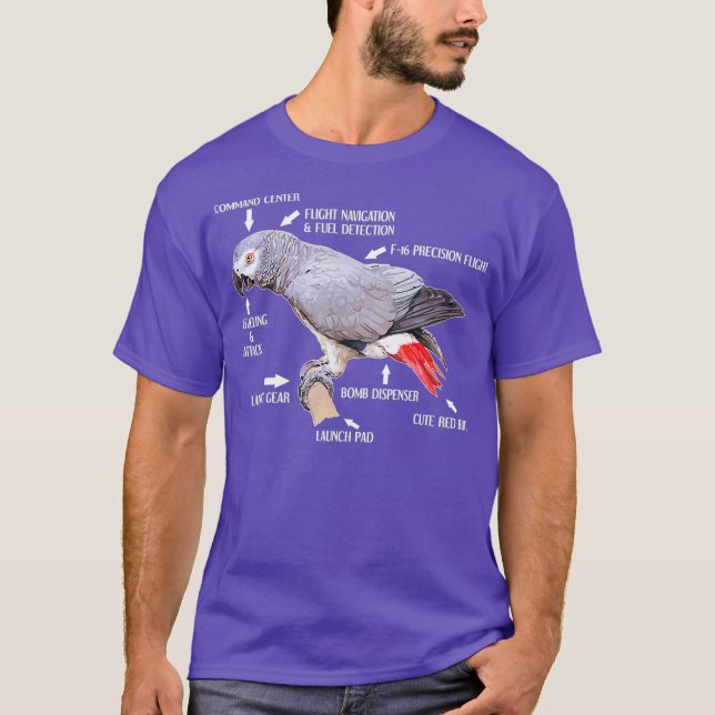 Anatomy Of An African Grey Parrot  Funny Bird T-Shirt (Front)