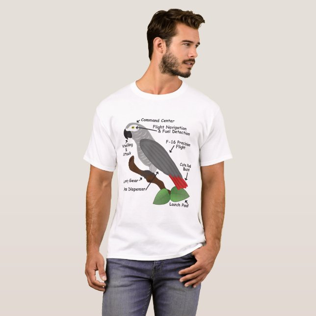 Anatomy of an African Grey Parrot T-Shirt (Front Full)