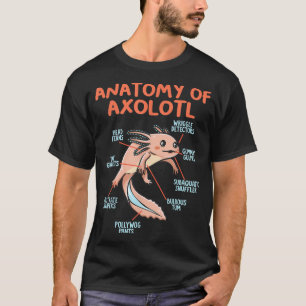 Anatomy of an Aolotl Meican Salamander  T-Shirt
