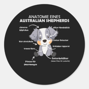 Anatomy Of An Australian Shepherd Sweet Dogs Classic Round Sticker