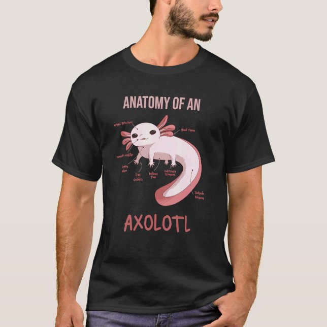 Anatomy Of An Axolotl Pet Biology Biologist Diagra T-Shirt (Front)