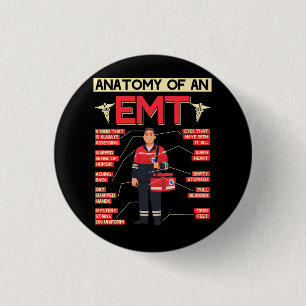Anatomy Of An EMT Paramedic EMT EMS Health Care Em 3 Cm Round Badge
