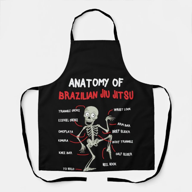 Anatomy Of Brazilian Jiu Jitsu BJJ Skeleton Apron (Front)