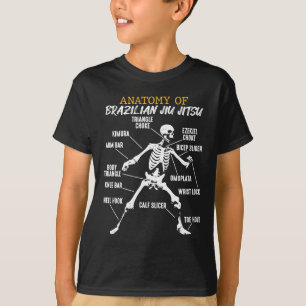 Anatomy of Brazilian Jiu Jitsu Fighter Skeleton T-Shirt