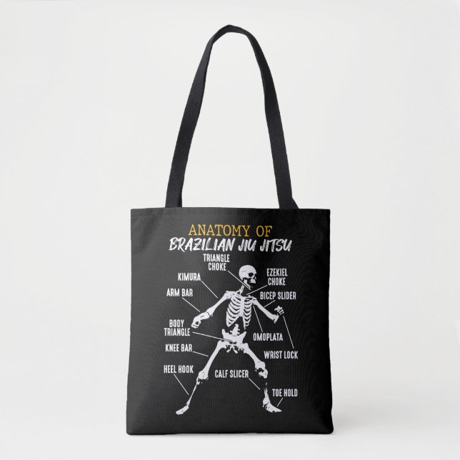 Anatomy of Brazilian Jiu Jitsu Fighter Skeleton Tote Bag (Front)