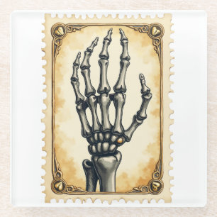 Anatomy of Elegance: Vintage Skeletal Hand Glass Coaster