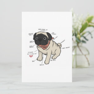 Anatomy Of Pug Dog Chart Holiday Card