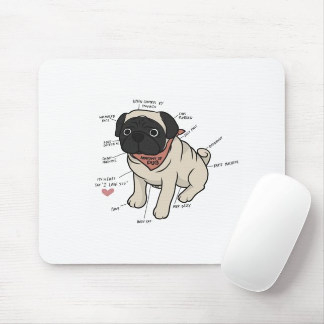 Anatomy Of Pug Dog Chart Mouse Mat (With Mouse)