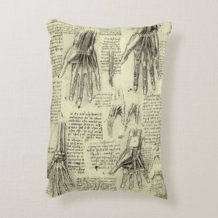 Anatomy of the Human Hand by Leonardo da Vinci Decorative Cushion