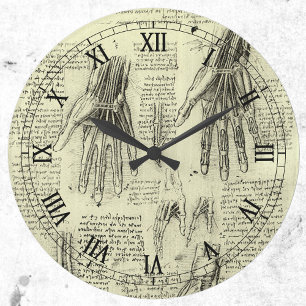Anatomy of the Human Hand by Leonardo da Vinci Large Clock
