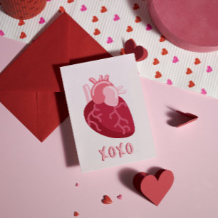 Anatonmical Heart XOXO Pink Valentine's Day Holiday Card