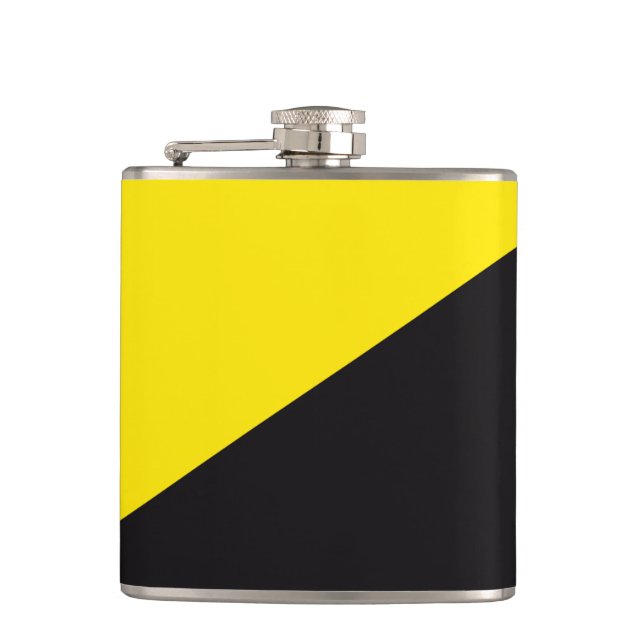 Ancap flag Anarchocapitalism yellow and black Hip Flask (Front)