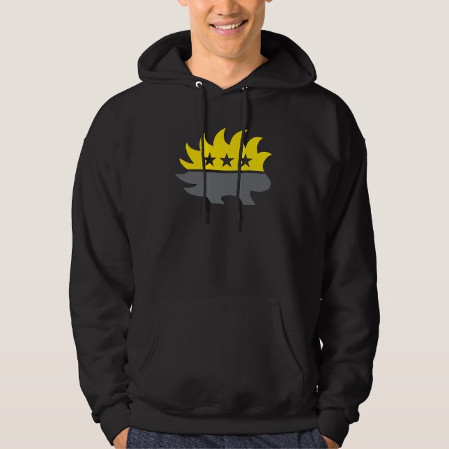 Ancap flag Porcupine logo black and yellow logo Hoodie (Front)
