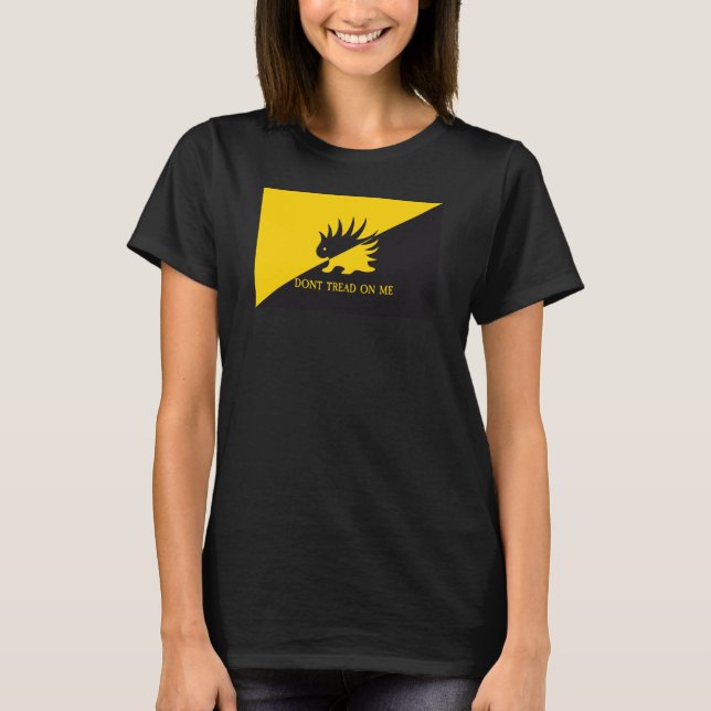 Ancap flag Porcupine logo Gadsden flag parody meme T-Shirt (Front)
