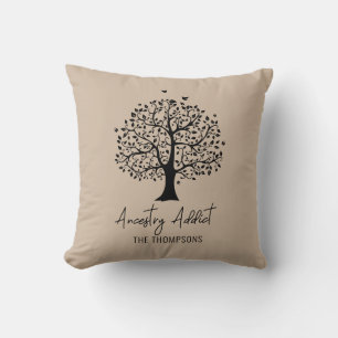 Ancestry Addict Family Tree with Name Throw Pillow