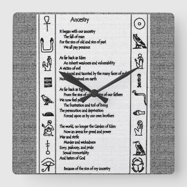 Ancestry Square Wall Clock (Front)